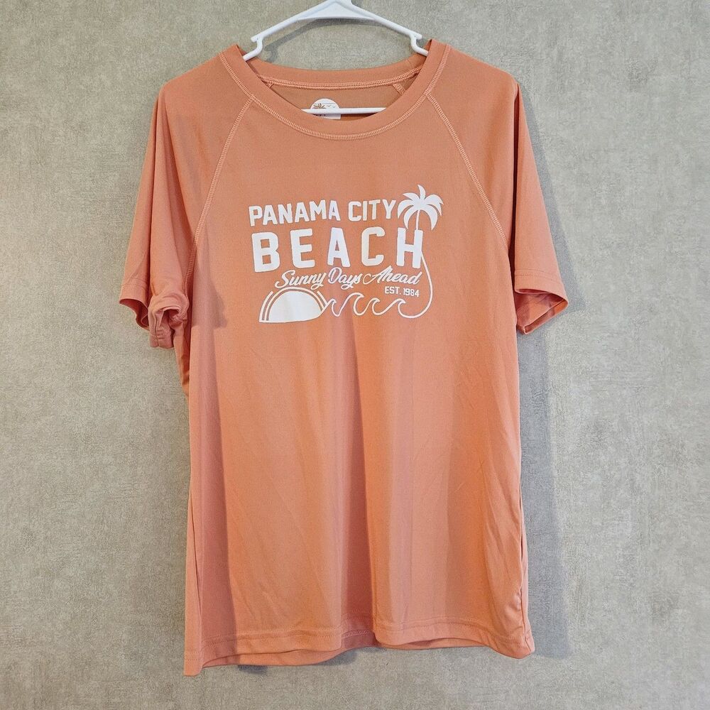 Panama City Beach Sunsations UPF 50+ Shirt Womens Large Peach Short Sleeve Tee